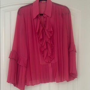Alexis Pink Ruffled 3/4 Sleeve Blouse